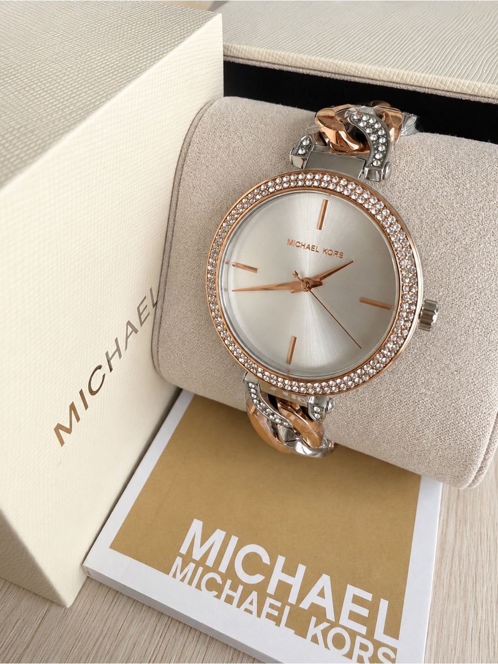 BRAND NEW Michael Kors Catelyn Women's Silver-Rose Gold Watch MK4634